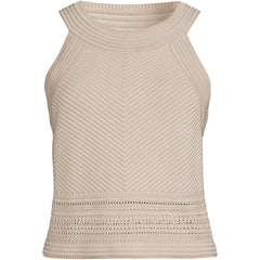 Women's Gassed Cotton Pointelle Halter Top Sweater Set Top