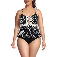 Women's Plus Size Lace-up Flutter Tankini Swimsuit Top