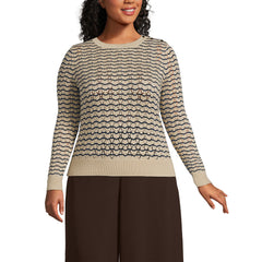 Women's Plus Size Cotton Viscose Button Shoulder Modern Crew Sweater