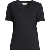 Women's Plus Size Short Sleeve Linen Blend V-Neck Tee