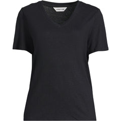 Women's Plus Size Short Sleeve Linen Blend V-Neck Tee