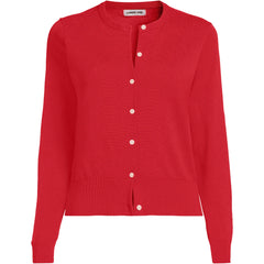 Women's Plus Size Fine Gauge Cotton Crew Cardigan Sweater