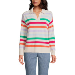 Womens Cashmere Long Sleeve Polo
