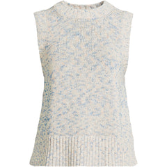 Women's Plus Size Cotton Tweed Textured Crewneck Vest Sweater