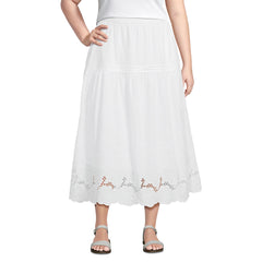 Women's Plus Size Voile Eyelet Maxi Skirt