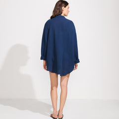 Women's Oversized Gauze Button Front Cover-Up Shirt