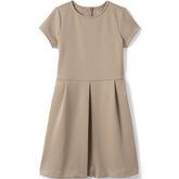 School Uniform Girls Short Sleeve Ponte Dress Top of Knee