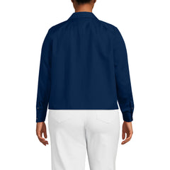 Women's Plus Size Boxy Cropped No Iron Pintuck Shirt