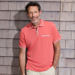 Men's Tall Short Sleeve Tipped Welt Pocket Performance Supima Polo