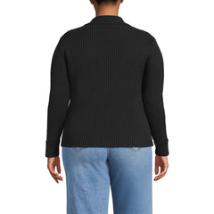 Women's Plus Size Drifter Ribbed Collared Blazer Sweater