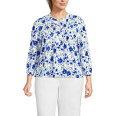 Women's Plus Size Lightweight Jersey Button Pintuck Top