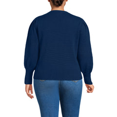 Women's Plus Size Drifter Puff Sleeve Crew Neck Sweater