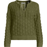 Women's Plus Size Drifter Tie Notch Neck Sweater