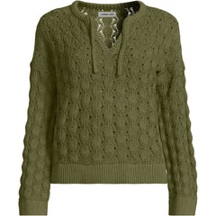 Women's Plus Size Drifter Tie Notch Neck Sweater