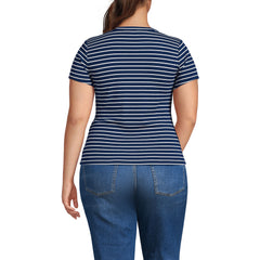 Women's Plus Size Drapey Rib Fitted Short Sleeve T-Shirt