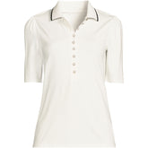 Women's Elbow Sleeve Lightweight Jersey Embellished Polo