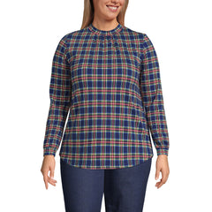 Women's Plus Size Jersey Long Sleeve Gathered Mock