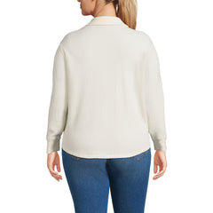 Women's Plus Size Waffle Relaxed Long Sleeve Shirt Jacket