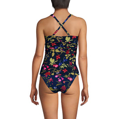 Women's D-Cup V-Neck Plunge X Back Tankini Top