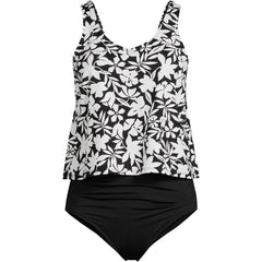 Women's Long Torso Chlorine Resistant One Piece Fauxkini Swimsuit