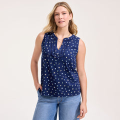 Women's Slub Decorative Trim Tank Top