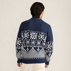 Men's Long Sleeve Holiday Snowflake Crewneck Sweater