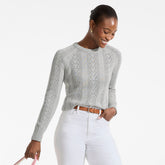 Women's Petite Drifter Raglan Pointelle Crew Neck Sweater