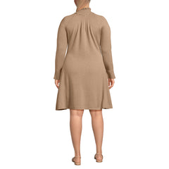 Women's Plus Size Fine Gauge Cotton Fit and Flare Sweater Dress