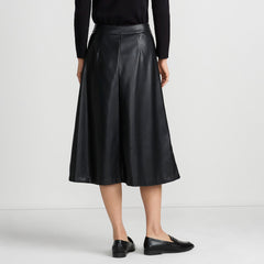 Women's Faux Leather Button Front Midi Skirt