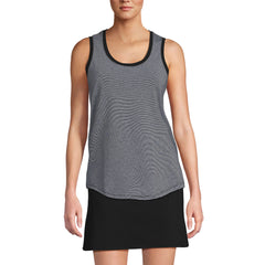 Women's Petite Sleeveless Power Performance Scoop Neck Curved Hem Tunic Tank