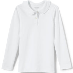 Girls Long Sleeve Ruffled Peter Pan Collar Knit Shirt