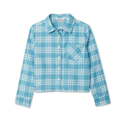 Girls Long Sleeve Cropped Flannel Shirt