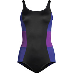 Women's D-Cup Scoop Neck Tugless Sporty One Piece Swimsuit