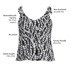 Women's Plus Size DDD-Cup Tie Shoulder Flutter Tankini Top