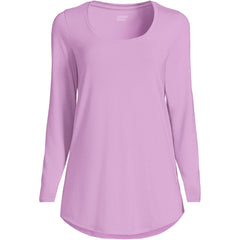 Women's Petite Long Sleeve Power Performance Scoop Neck Curved Hem Tunic Tee