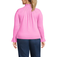 Women's Plus Size Cotton Pointelle Turtleneck Sweater