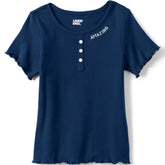 Girls Short Sleeve Ribbed Henley T-Shirt