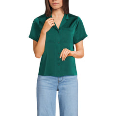 Women's Satin Short Sleeve Shirt