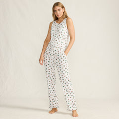 Women's Petite Brushed Cozy Waffle Jersey 3 Piece Pajama Set - Tank Top Pant and Robe