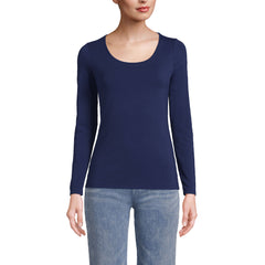 Women's Lightweight Jersey Skimming Long Sleeve Scoop Neck T-shirt