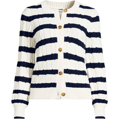 Women's Petite Drifter Classic Cable Crew Neck Cardigan Sweater