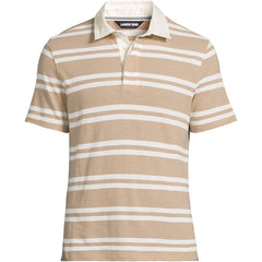 Men's Short Sleeve Cotton Linen Rugby Polo