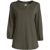 Women's Supima Micro Modal 3/4 Sleeve Split Neck Tunic
