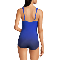 Women's Long SlenderSuit Tummy Control Chlorine Resistant Skirted One Piece Swimsuit