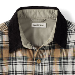 Men's Big Authentic Flannel Shirt with Corduroy Collar
