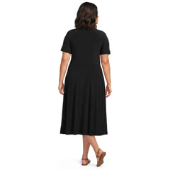 Women's Plus Size Silky Knit Sweetheart Midi Dress
