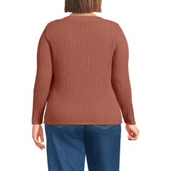 Women's Plus Size Long Sleeve Coastal Rib Boatneck Top