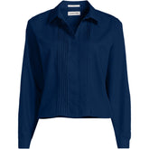 Women's Plus Size Boxy Cropped No Iron Pintuck Shirt