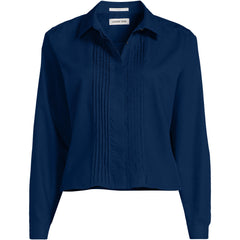 Women's Plus Size Boxy Cropped No Iron Pintuck Shirt