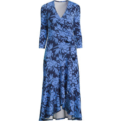 Women's Cotton Modal 3/4 Sleeve Vneck Wrap Dress